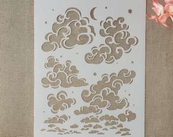 Plantilla A4 Nube Luna Estrella – Plantilla de capas DIY para pintura, scrapbooking y manualidades