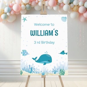 Bajo el Mar, Cartel de Bienvenidos Editable, Animales marinos, Animalitos, Mar, Ballena, Banner, Backdrop, KP02
