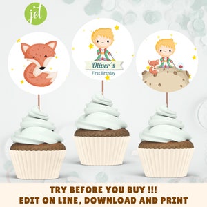 El Principito, Cupcake Toppers, Stickers, Editables, Imprimibles y Personalizados, Primer Año, Bautismo, Baby Shower,KP01