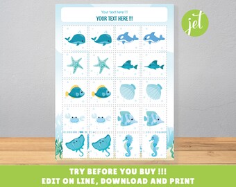 Ocean Animals Matching Game Cards (Digital Download)