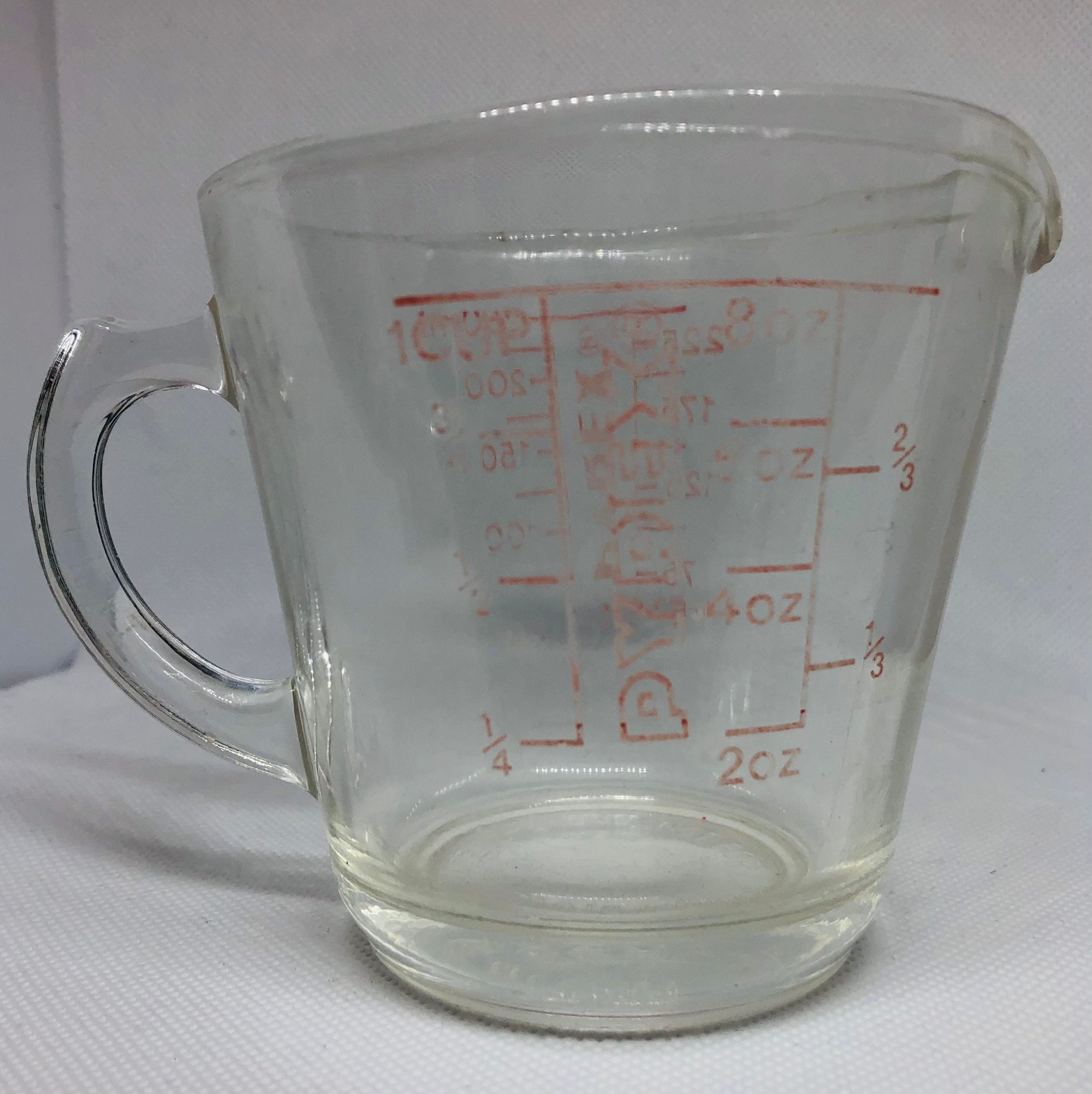 Pyrex 1 Cup 250mL Glass Measuring Cup Large Red Lettering S7684