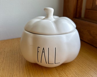 Rae Dunn Artisan Collections Fall Mini White Pumpkin Halloween Thanksgiving