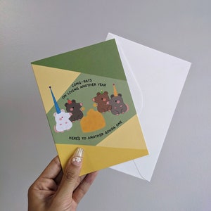 carte d'anniversaire de rat | carte d'anniversaire, carte d'amitié, jeu de mots pour carte de voeux, jeu de mots relationnel, carte de jeu de mots kawaii, carte pour toutes les occasions, jeu de mots animal