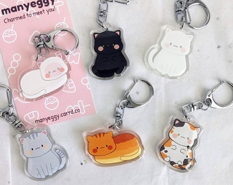 Cat Keychain | cute kitty keychain, kitten keychain, kawaii acrylic cat keychain, gift for cat owner, gift for cat lover, cute cat charm