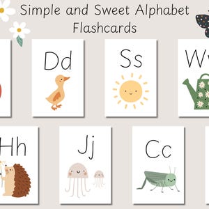 Alfabet natuur Flashcards - Boho Modern - ABC afdrukbaar - Homeschool - Instant Download - esthetische klasinrichting - peuter kleuterschool