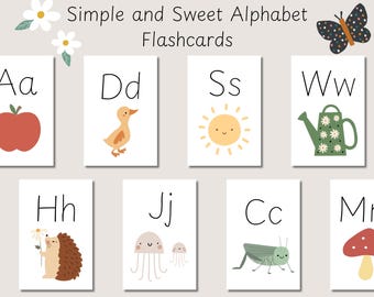 Alphabet Nature Flashcards - Boho Modern - ABC printable - Homeschool - Instant Download - Aesthetic Classroom Decor - Toddler Kindergarten