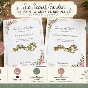 PRINT & CURSIVE BUNDLE of The Secret Garden Copywork | Charlotte Mason | Handwriting Practice | Printable Homeschool Language Arts