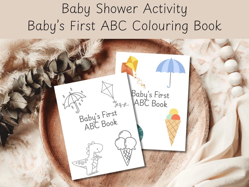 ABC Coloring Baby Shower Game - Sweet Baby Shower Activity - Baby's ...