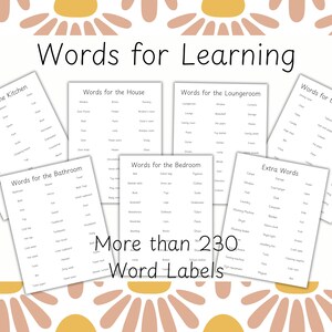 Learn to Read Labels - First Words - Word Learning Printable - Homeschool - Home Labelling for Kids - Toddler Kindergarten - Preschool