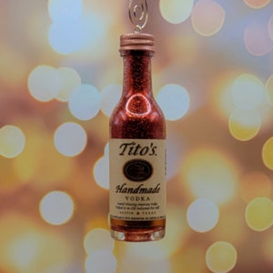 Upcycled Mini Vodka bottle ornament, Christmas Tree Ornament, Liquor bottle ornament, customized gift, Christmas decorations