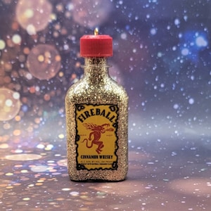 Upcycled Mini Whiskey bottle ornament, Cinnamon Whiskey, Christmas Tree Ornament, Liquor bottle ornament, customized gift