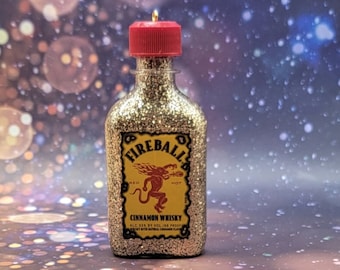 Upcycled Mini Whiskey bottle ornament, Cinnamon Whiskey, Christmas Tree Ornament, Liquor bottle ornament, customized gift