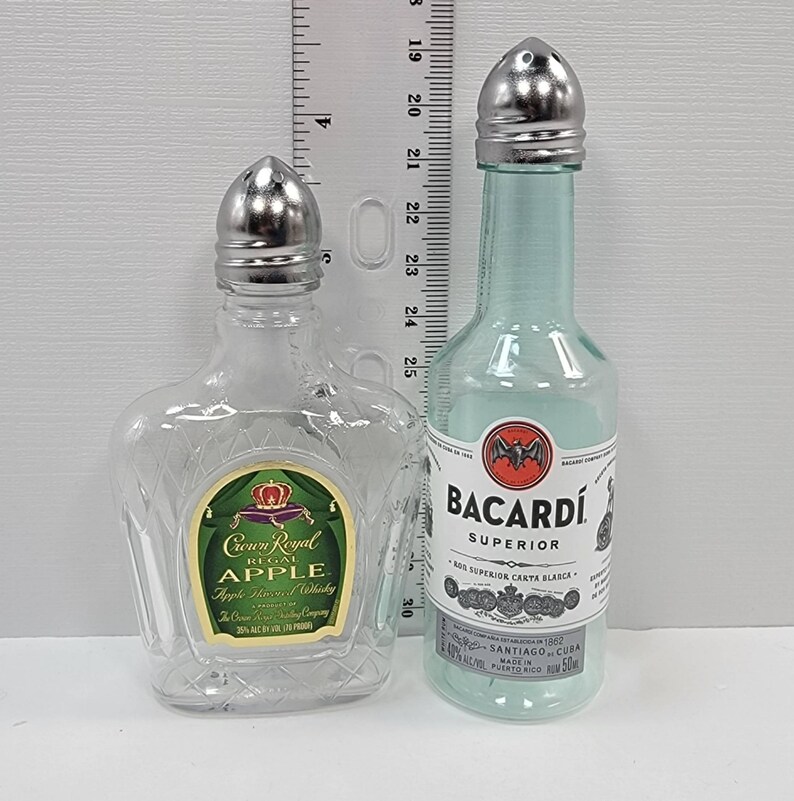 Salt and Pepper Shaker Set Upcycled Mini Liquor Bottles Salt Etsy
