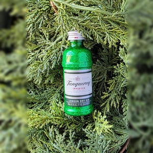Upcycled Mini Gin Bottle Ornament – Green Liquor Christmas Decor, Funny Gin Lover Gift, Boozy Stocking Stuffer, Bar Cart Holiday Decoration