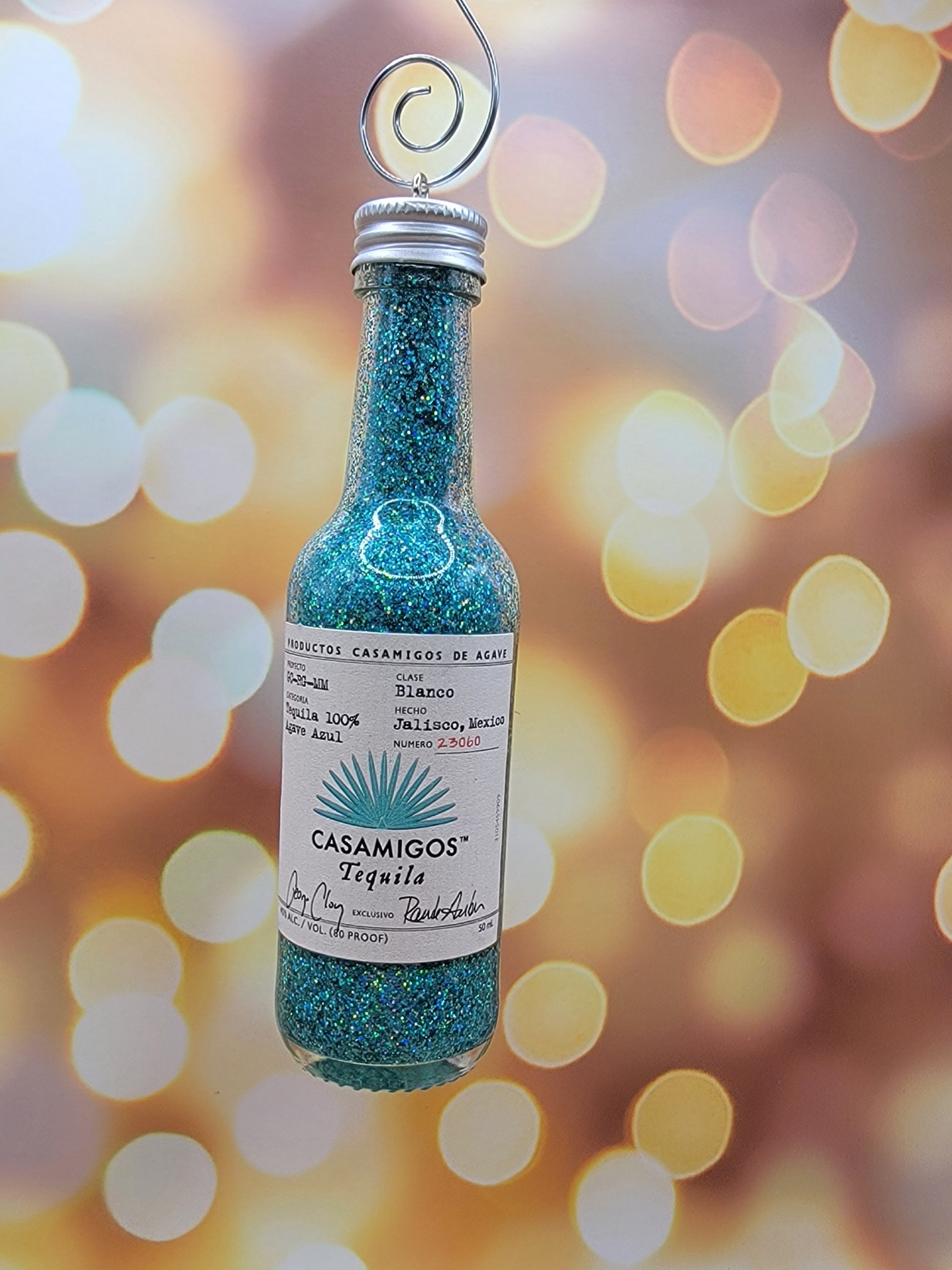 Upcycled Mini Tequila Bottle Ornament, Tequila Bottle Ornament, Christmas Tree Ornament, Liquor