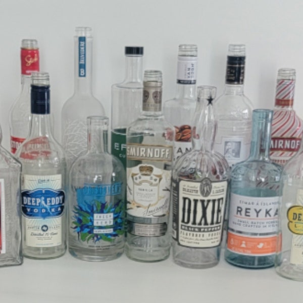 Empty 750ml Liquor Bottles, Recycled Vodka bottles, Glass Liquor bottles, upcycled craft supplies