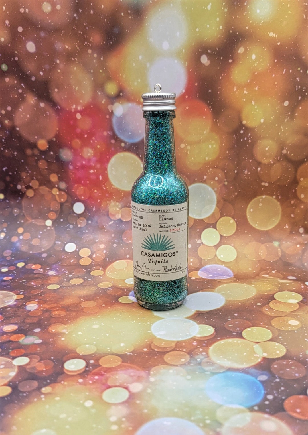 Upcycled Mini Tequila Bottle Ornament, Tequila Bottle Ornament, Christmas Tree Ornament, Liquor