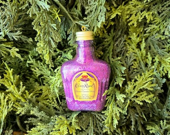 Whisky Christmas Ornament, Upcycled Liquor Bottle Bar Decor, Glitter Mini Bottle ornament, Whisky Lover, Holiday Gift for Him, Eco Decor