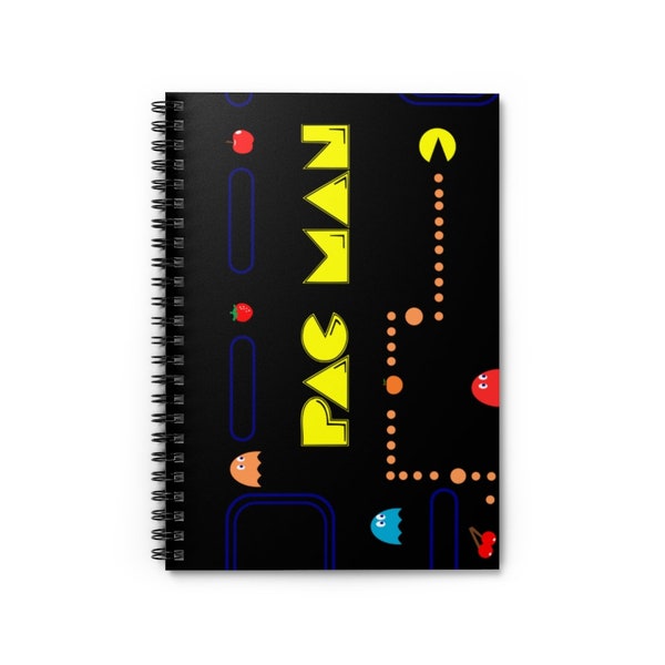PAC MANIA GAME Spiral Notebook - Ruled Line Arcade Game Lovers
