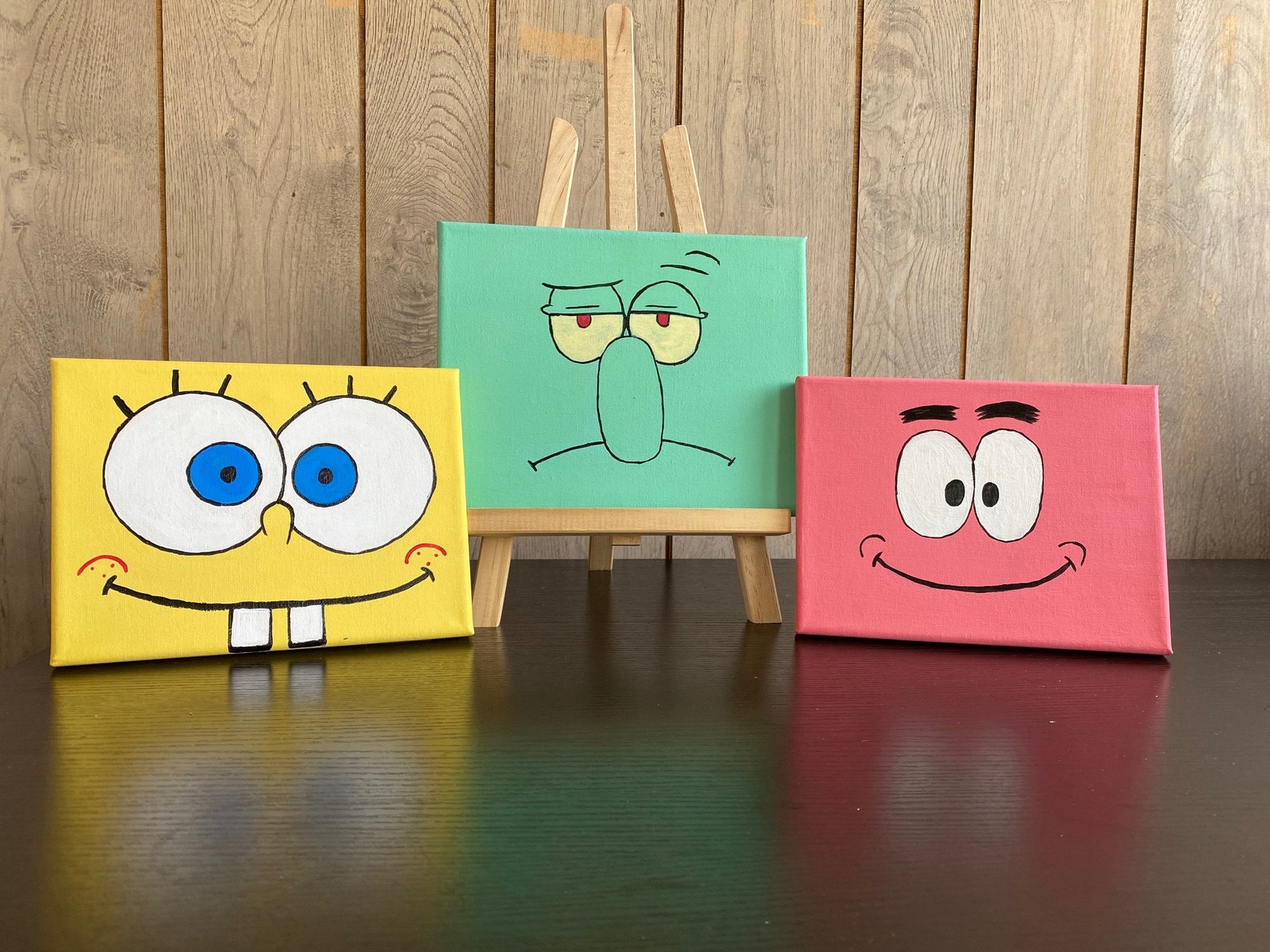 Spongebob Patrick Squidward Paintings | Etsy