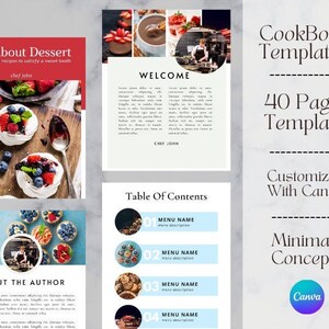 40 Pages Modern Recipe Book Template | Printable Recipe Binder | Canva Cookbook | Minimalist Recipe Ebook