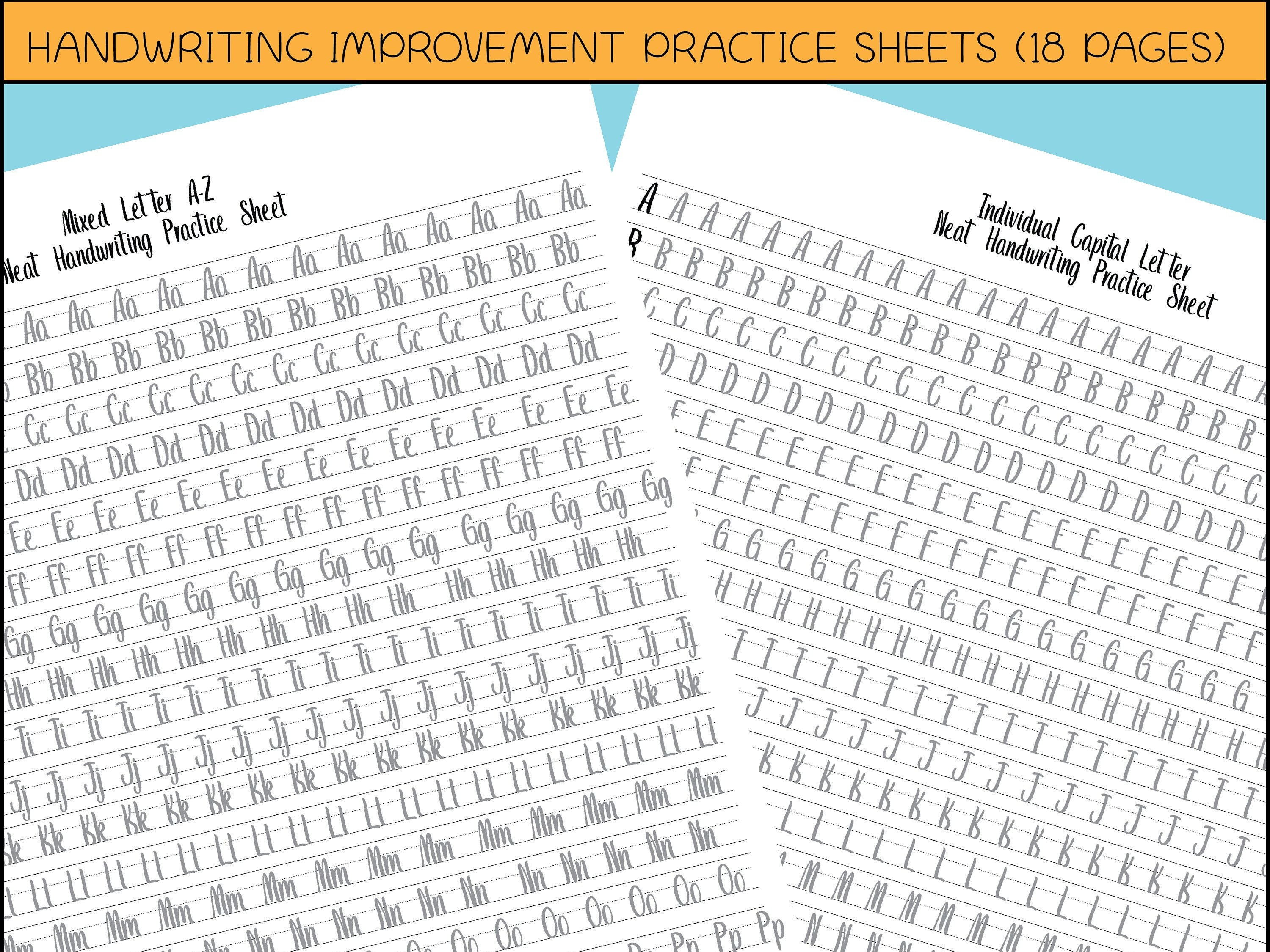 cute handwriting practice sheet letters words and etsy sweden