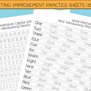 Cute Handwriting Practice Sheet (Letters, Words, and Sentences) Penmanship Practice To Improve Handwriting Active