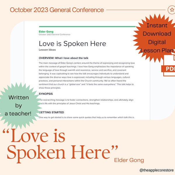 Love is Spoken Here: Elder Gong General Conference October 2023 Lesson Plan for Relief Society or Elders Quorum