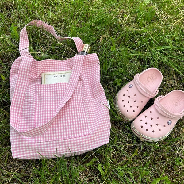Roze pastel Tote tas/boodschappentas | Zomer strand draagtas | Linnen tas | Natuurlijke boodschappentas | Eco-vriendelijke tas | Cadeau voor haar