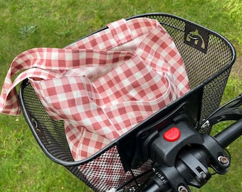 Pink Gingham Tote Bag Shopping Bag,Shoulder Bag,Linen Bag,Natural Grocery Shopping Bag,Ecofriendly Bag,Pinterest Bag,Market Bag,Gift for Her