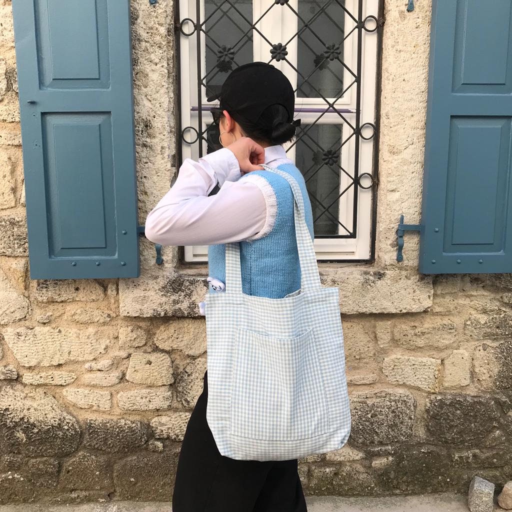 Blue Gingham Tote Bag Gingham Tote Bag Reusable Tote Bag - Etsy