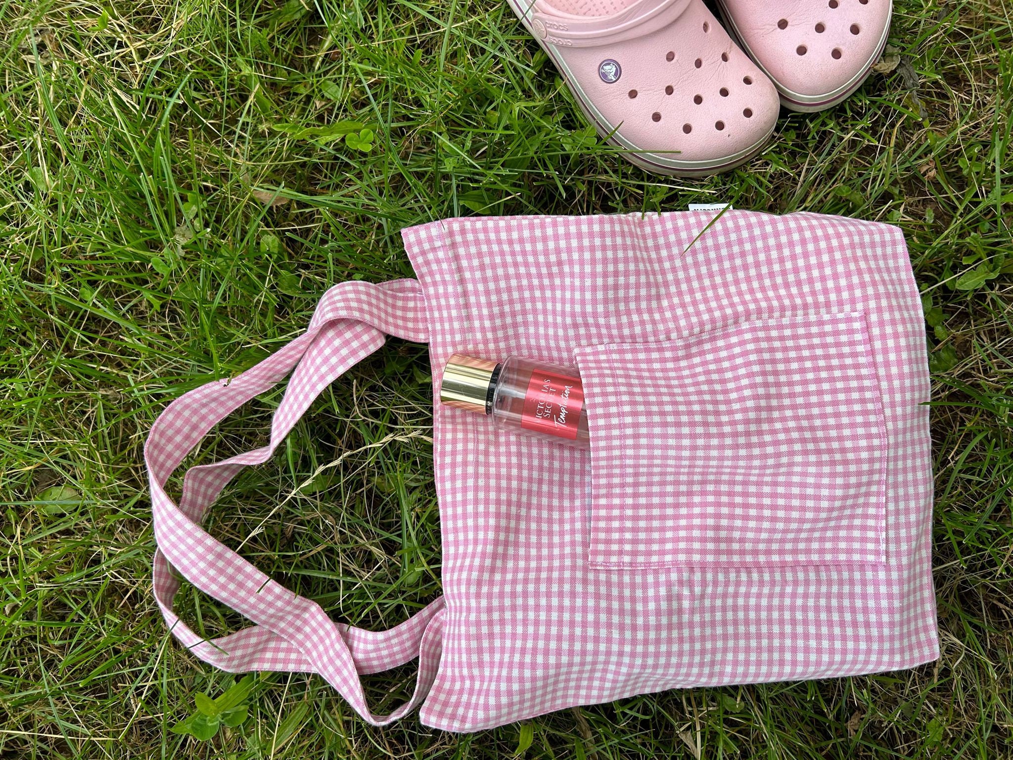 Pink Gingham Tote Bag / Shopping Bag Summer Beach Tote Bag - Etsy