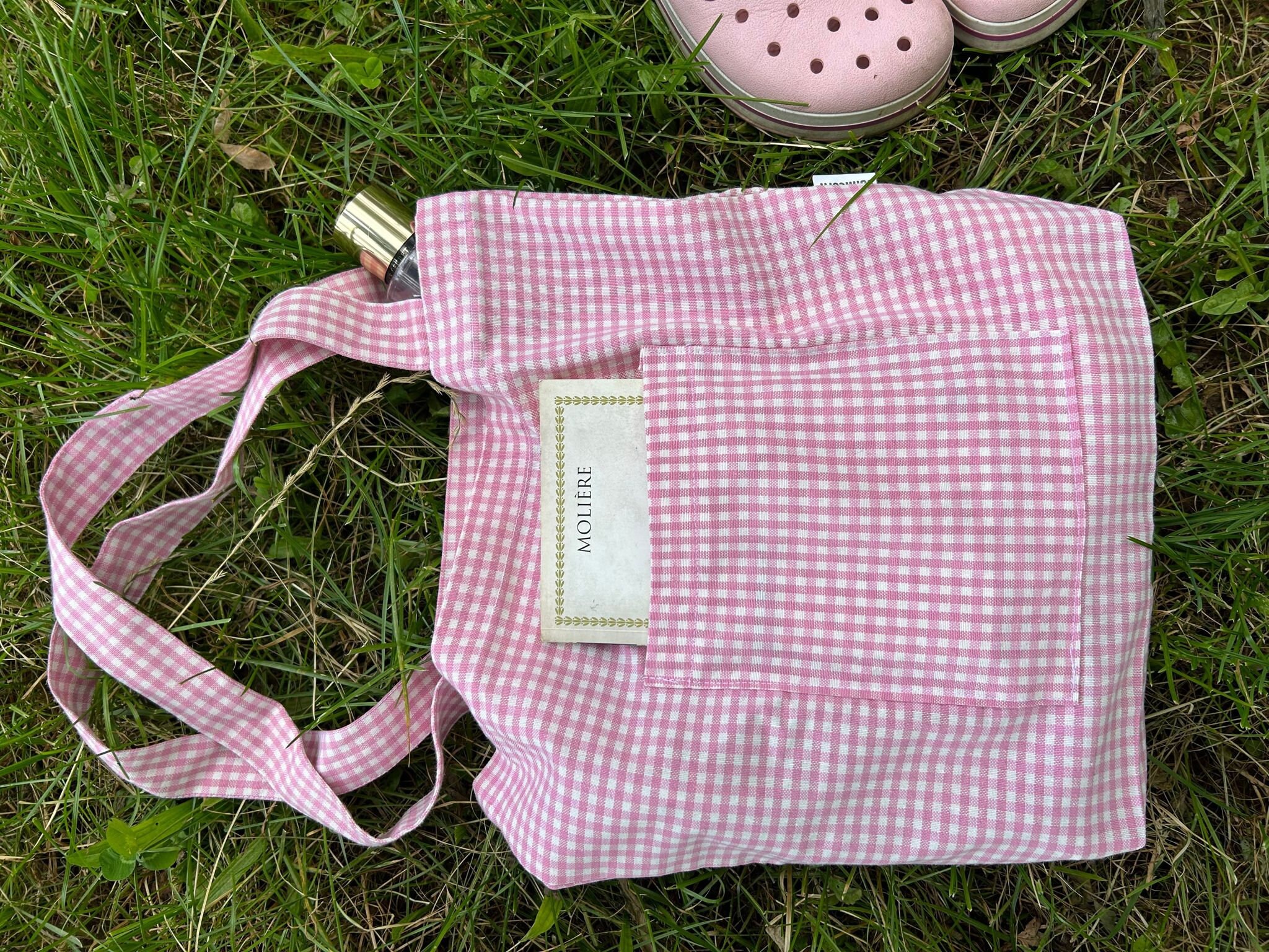 Pink Gingham Tote Bag / Shopping Bag Summer Beach Tote Bag - Etsy