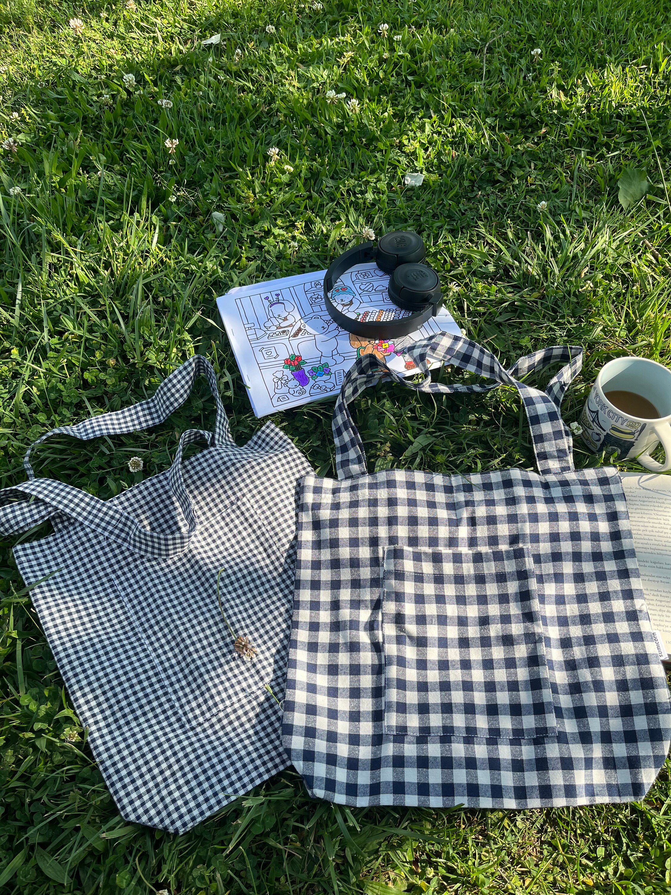 ludlow Gingham check tote XS blue
