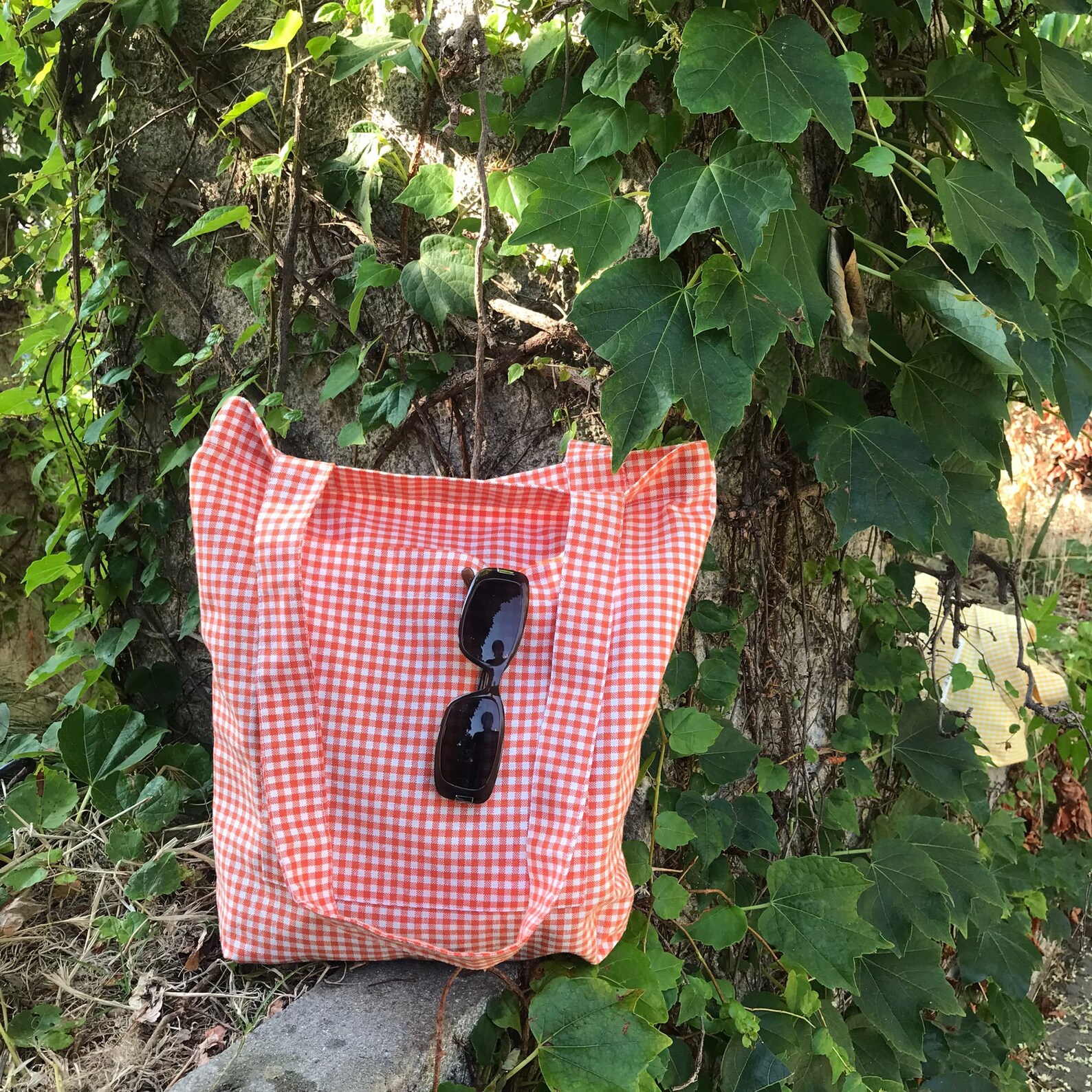 Tote Bag / Shopping Bag Reusable Tote Gingham Tote Bag Linen Bag