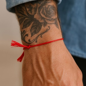 Red Bracelet Red thread in the set - Happiness Wish Hope Love Make a Wish // Red thread string image 3