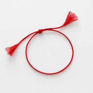 Red Bracelet Red thread in the set - Happiness Wish Hope Love Make a Wish // Red thread string image 6
