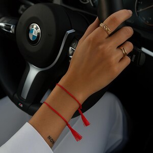 Red Bracelet Red thread in the set - Happiness Wish Hope Love Make a Wish // Red thread string image 5