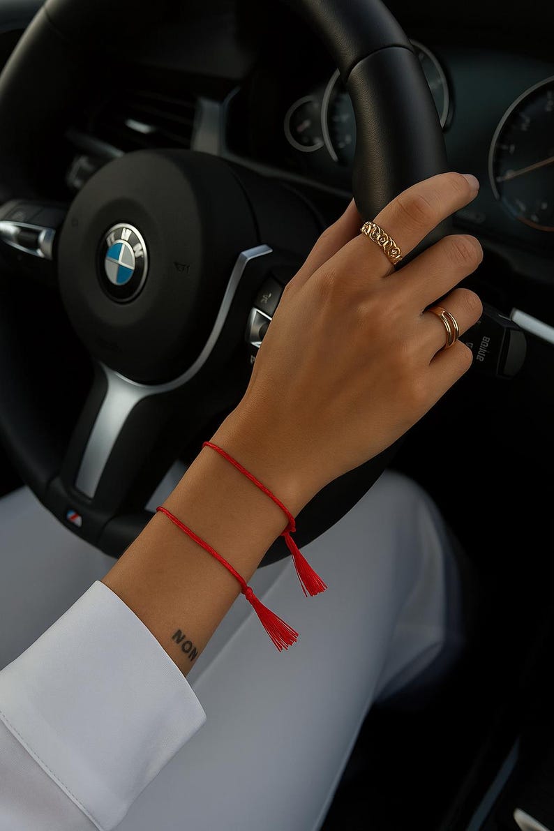 Red Bracelet Red thread in the set - Happiness Wish Hope Love Make a Wish // Red thread string image 5