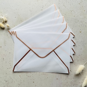 Transparent envelope with rose gold edge perfect for invitations and weddings / transparent envelope envelope paper wedding