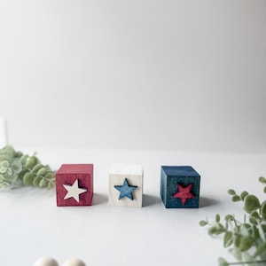 Wooden block decor -  fourth of july decor- Patriotic Tiered tray decor - American Gift