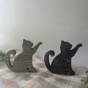 Wooden Black Cat -  Cute Cat Decor - Gift for Cat Lovers