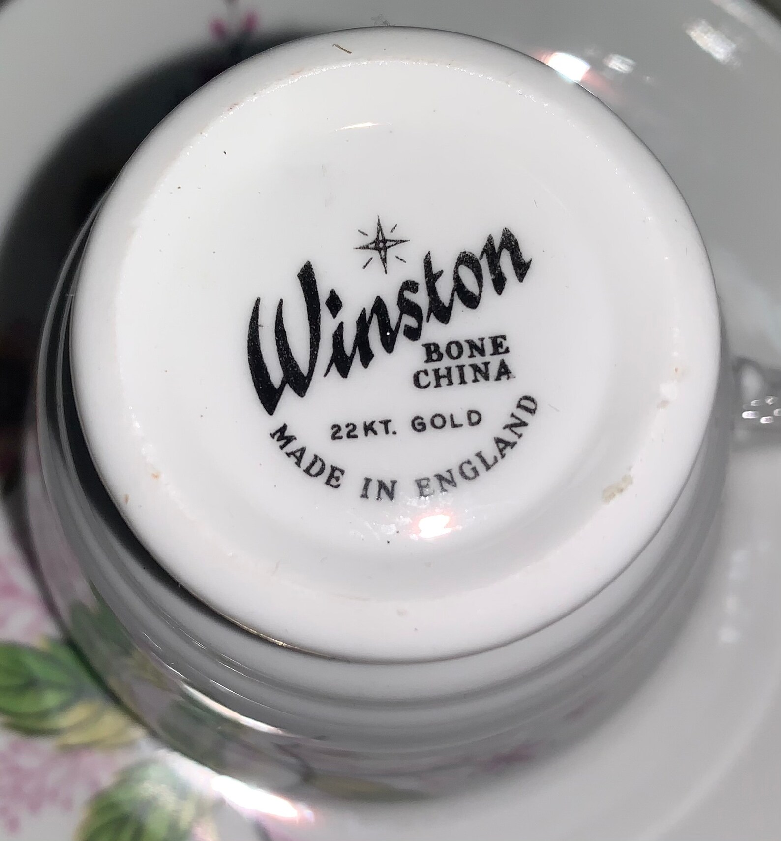 Winston bone China 22kt teacup and saucer Etsy