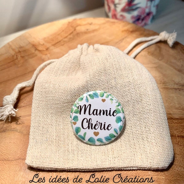 CADEAU MAMIE / Fête des grands mères cadeau personnalisé / Amour / Je t'aime / Badge / Magnet / Miroir de poche