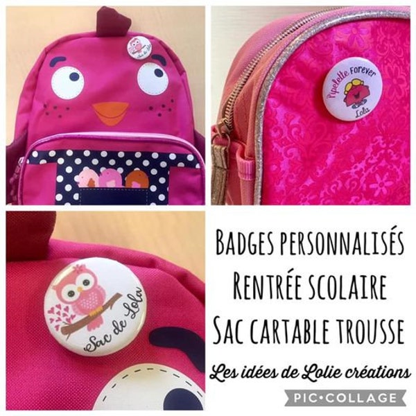 BADGE PRÉNOM PERSONNALISÉ / Enfant / Rentrée scolaire / Ecole / Sac à dos / Cartable / Trousse