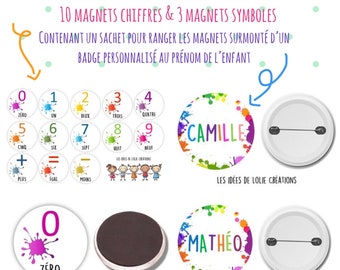 COFFRET DECOUVERTE CHIFFRES / Cadeau noël / Kit magnet / Apprentissage /Cadeau enfant / Ecole / Anniversaire / Personnalisé