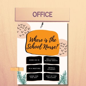 Where is the School Nurse? | Printable Door Sign | School Nurse Gift | Modern Office Door Decor