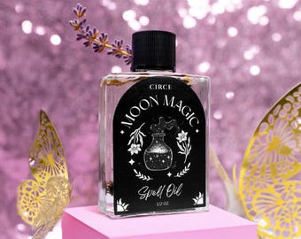 Moon Magic Spell Oil | 1/2oz Anointing Oil for Lunar Rituals & Intuition | Conjure Oil for Moon Phases, Manifestation and Psychic Power