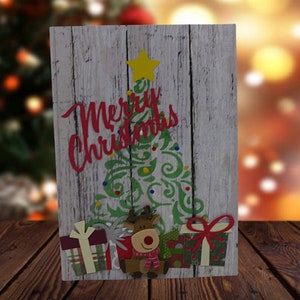 Arbre de Noël peint avec carte de renne