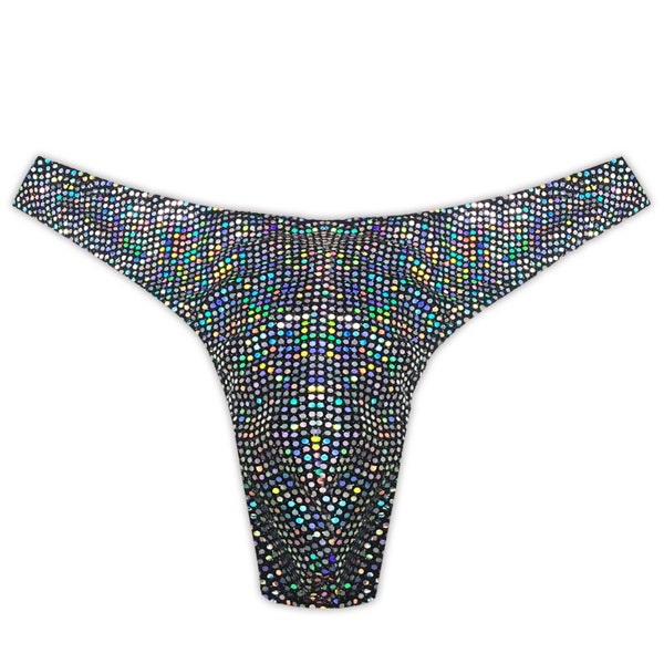 Shiny Sparkle Sequin Men Thong -  Seamless Bottom